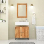 Bathroom Mirror - Solid Acacia Wood - 50 x 70 x 2.5cm