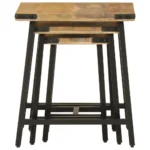 x3 Nesting Coffee Tables - Solid Mango Wood And Iron - 45 x 45 x 50cm