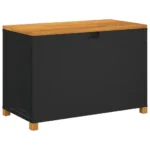 Garden Storage Box - Poly Rattan - Acacia Wood - Black - 110 x 55 x 63cm