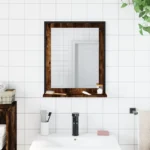 Bathroom Mirror with Shelf - Engineered Wood - Smoked Oak - 50 x 12 x 60cm