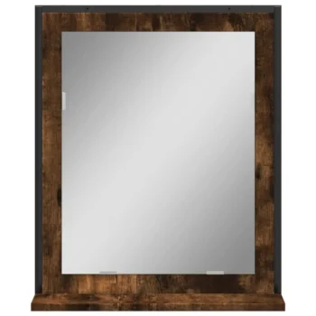 Bathroom Mirror with Shelf - Engineered Wood - Smoked Oak - 50 x 12 x 60cm