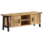 TV Cabinet - Solid Mango Wood - Metal Finish - 110 x 35 x 40cm