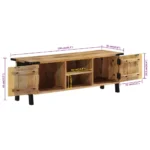 TV Cabinet - Solid Mango Wood - Metal Finish - 110 x 35 x 40cm