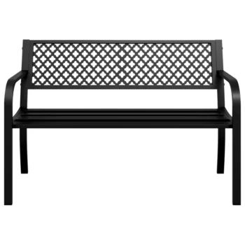 Steel Garden Bench - Black - 119 x 52 x 76cm