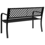 Steel Garden Bench - Black - 119 x 52 x 76cm