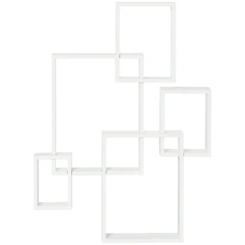 Wall Mounted Interlocking Cube Shelves - White - 89.5 x 65 x 10.2cm