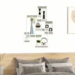 Wall Mounted Interlocking Cube Shelves - White - 89.5 x 65 x 10.2cm