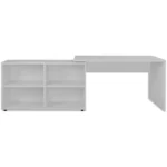 Modern Computer Corner Desk - 4 Shelves - White - 130 x 60 x 75cm