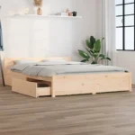 Bed Frame With Storage Drawers - Solid Pinewood - 135 x 190cm