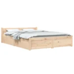 Bed Frame With Storage Drawers - Solid Pinewood - 135 x 190cm