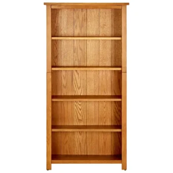 5 Tier Solid Oak Bookcase - 70 x 22 x 140cm