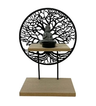 Tree Of Life With Buddha And Tea Light - D11 x H26.5 x W19cm