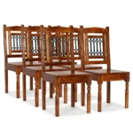 x6 Classic Dining Chairs - Solid Acacia Wood With Sheesham Finish - 43 x 43 x 100cm