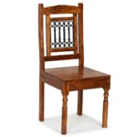 x6 Classic Dining Chairs - Solid Acacia Wood With Sheesham Finish - 43 x 43 x 100cm