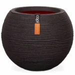 Capi Vase Nature Rib Ball Planter - Black - 40 x 32cm