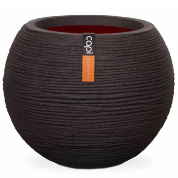 Capi Vase Nature Rib Ball Planter - Black - 40 x 32cm