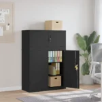 Metal Filing Cabinet - Black - 90 x 40 x 130cm