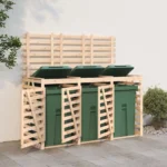 Carrero&Co - Triple Wheelie Bin Storage Unit - Solid Wood Pine - 240 x 91.5 x 128.5cm