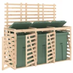 Carrero&Co - Triple Wheelie Bin Storage Unit - Solid Wood Pine - 240 x 91.5 x 128.5cm