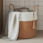 100% Cotton Storage Basket - Brown And White - 40 x 35cm