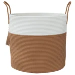 100% Cotton Storage Basket - Brown And White - 40 x 35cm