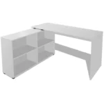 Modern Computer Corner Desk - 4 Shelves - White - 130 x 60 x 75cm