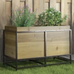 Garden Planter - Impregnated Pine Wood - Steel Frame - 80 x 40 x 50cm