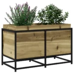 Garden Planter - Impregnated Pine Wood - Steel Frame - 80 x 40 x 50cm