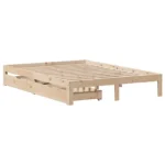 Bed Frame with Storage Drawers - Solid Pinewood - 140 x 200cm