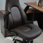 PU Leather Office Chair - Adjustable Height - Flip Up Armrests & Tilt Function - Dark Brown