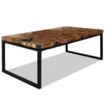 Handmade Coffee Table - Teak Resin - Black & Brown - 110 x 60 x 40cm