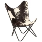 Vintage Butterfly Chair Genuine Goat Leather Black & White 74 x 66 x 90cm