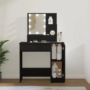 Dressing Table With LED Mirror - Black - 86.5 x 35 x 136cm