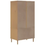 2 Door Wardrobe Rattan Look - Solid Pine Wood - Brown - 90 x 55 x 175cm