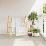 Bamboo Double Towel Ladder With 4 Rungs - 90 x 50 x 100cm