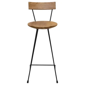 2 Wooden Bar Chairs - Solid Teak Wood - 40 x 40 x 103cm