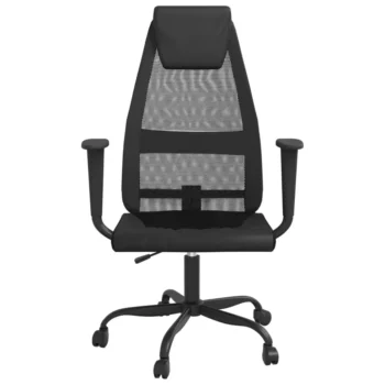 Adjustable Office Chair & Black Mesh Fabric - Faux Leather - 67 x 68 x 105-115cm