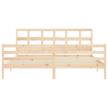 Stylish Bed Frame - Solid Pinewood - 205.5 x 205.5 x 100cm