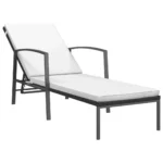 2 Poly Rattan Garden Sun Loungers With Cushion