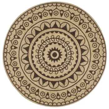 Round Hand-braided Jute Rug - Natural & Brown - 120cm