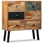 Sideboard - Solid Reclaimed Teak - Marble & Steel - 70 x 30 x 76cm