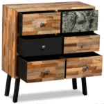Sideboard - Solid Reclaimed Teak - Marble & Steel - 70 x 30 x 76cm