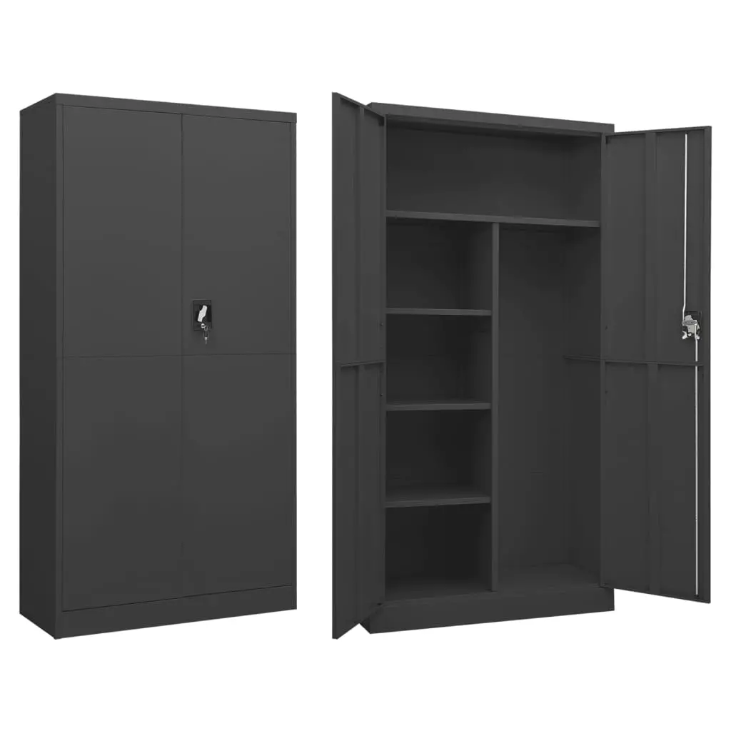 Steel Locker Cabinet With 2 Keys - 3-point locking - Anthracite 90 x 40 ...