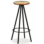 2 Bar Stools - Solid Reclaimed Wood & Steel - 30 x 76cm