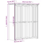 3 Door Wardrobe - Bodo - Solid Pine Wood - 146 x 53.5 x 173cm