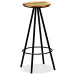 2 Bar Stools - Solid Reclaimed Wood & Steel - 30 x 76cm