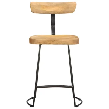 x2 Handmade Bar Stools - Solid Mango Wood And Iron - 49 x 43 x 79cm