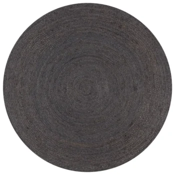 Round Hand-Braided Jute Rug - Dark Grey - 150cm