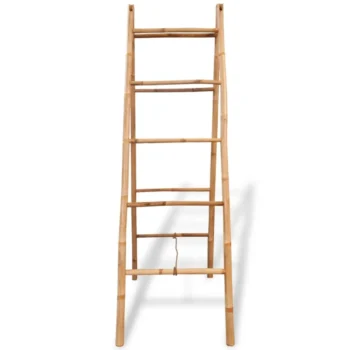 Bamboo Double Towel Ladder With 5 Rungs - 50 x 160cm