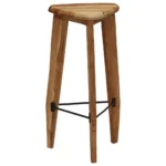 x2 Wooden Bar Stools - Solid Acacia Wood - 34 x 33 x 73cm